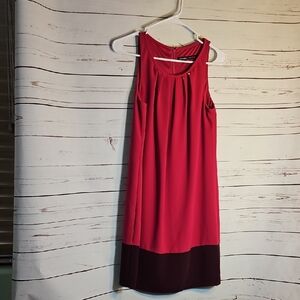 Ivanka Trump Sleeveless Colorblock Sheath Dress Red‎ Burgundy Size Petite 8